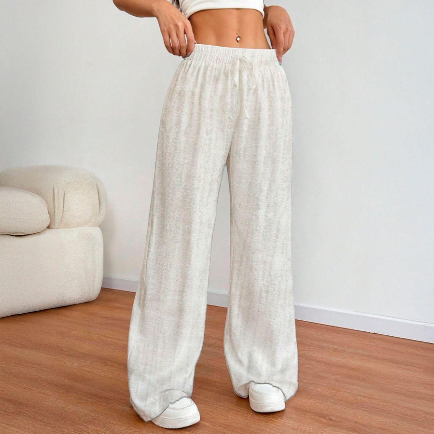 Pantalón Palazzo Lino Viscosa Tela Liviana Verano Tiro Alto Elasticado-6