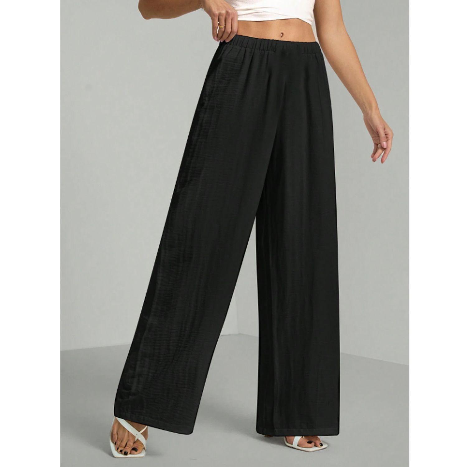 Pantalón Palazzo Tela Liviana Verano Tiro Alto Elasticado-3