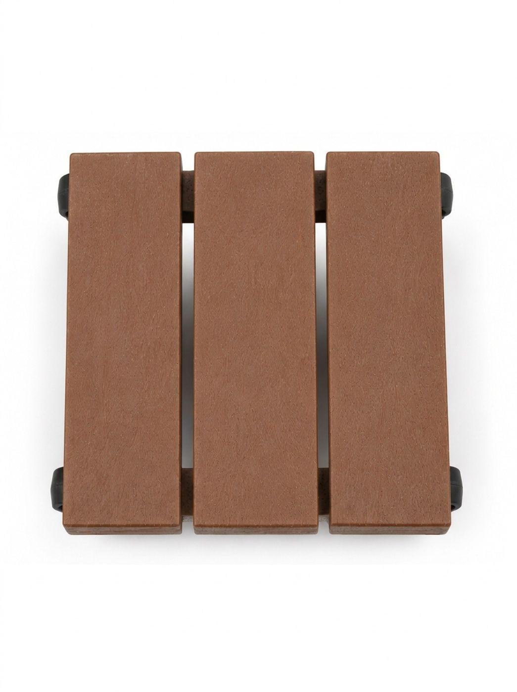 Portamacetero con Ruedas de Madera Plastica Reciclada Cafe -1