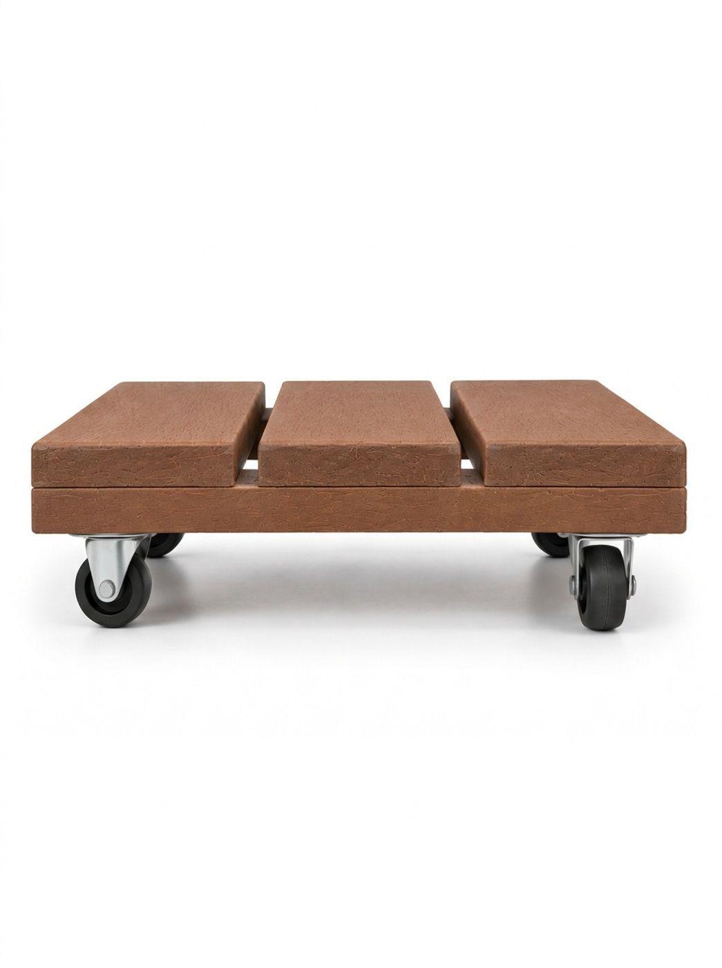 Portamacetero con Ruedas de Madera Plastica Reciclada Cafe -2