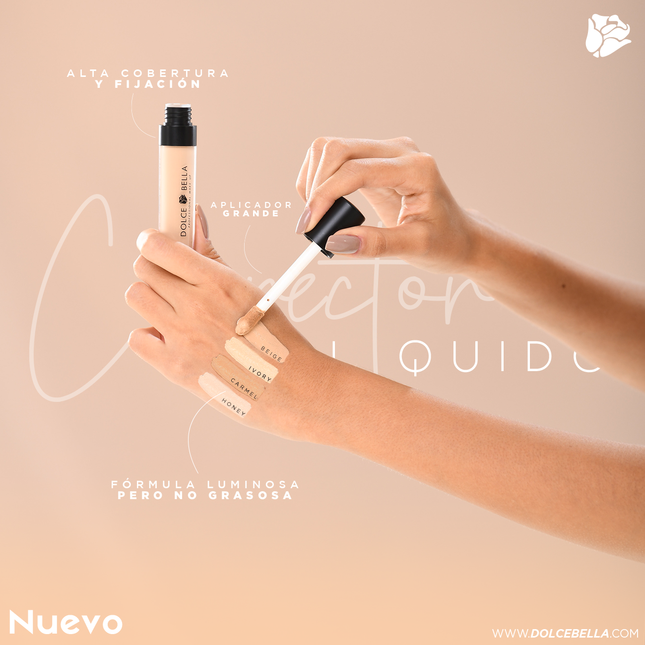 CORRECTOR DE OJERAS LIQUIDO TONO CARMEL DOLCE BELLA-4