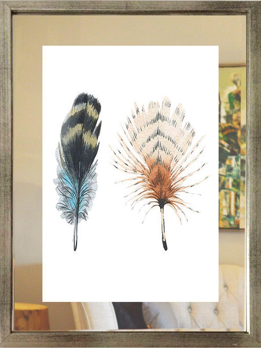 Set 3 Cuadros Plateado Plumas Espejo 40X50-4