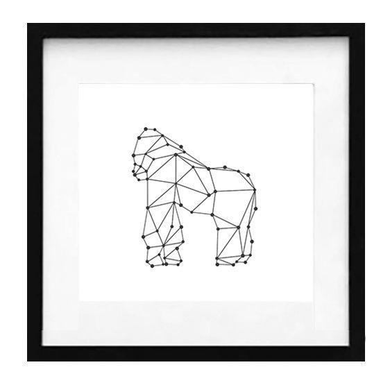 Set 4 Cuadros Negro Animales Constelación 40X40-3