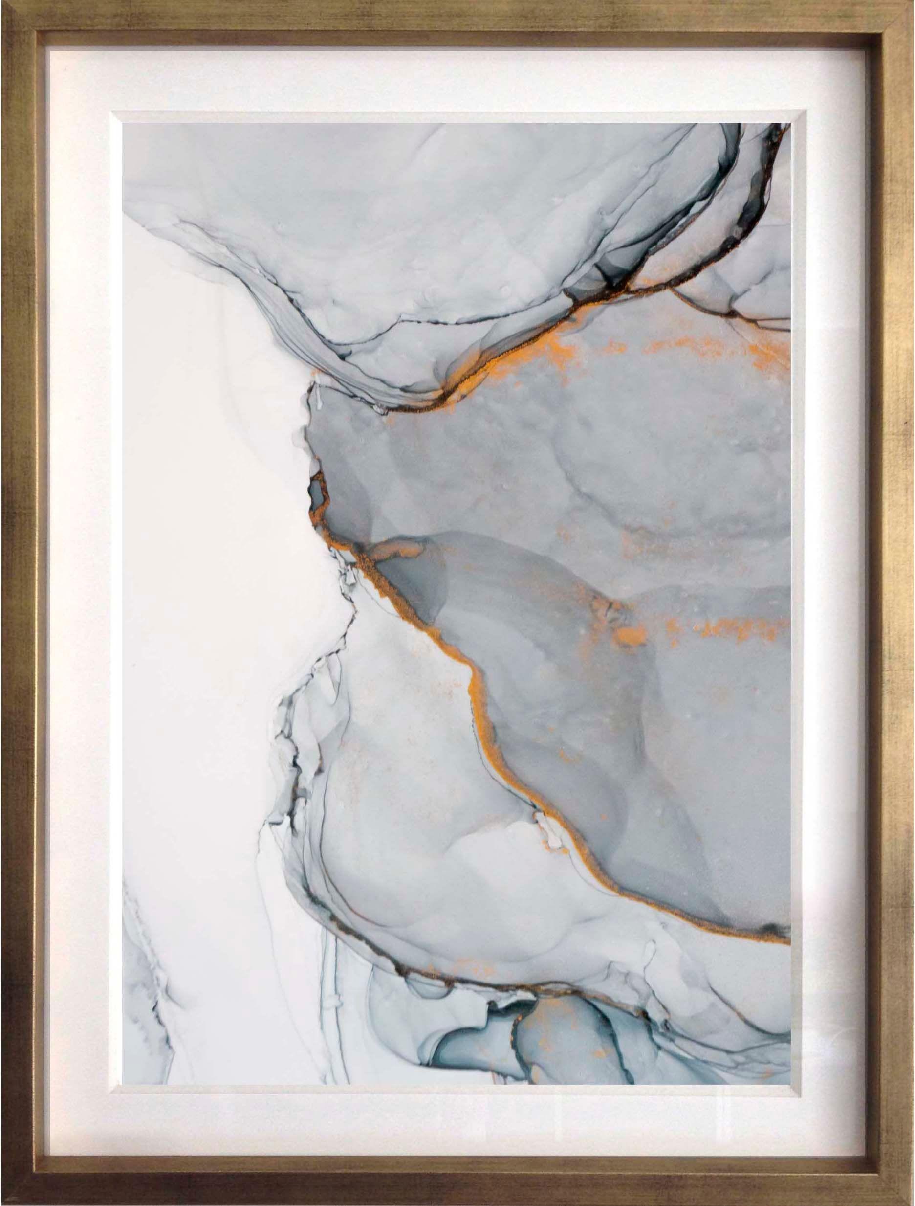 Set 3 Abstractos En B/N 40X50 Marco Dorado-3