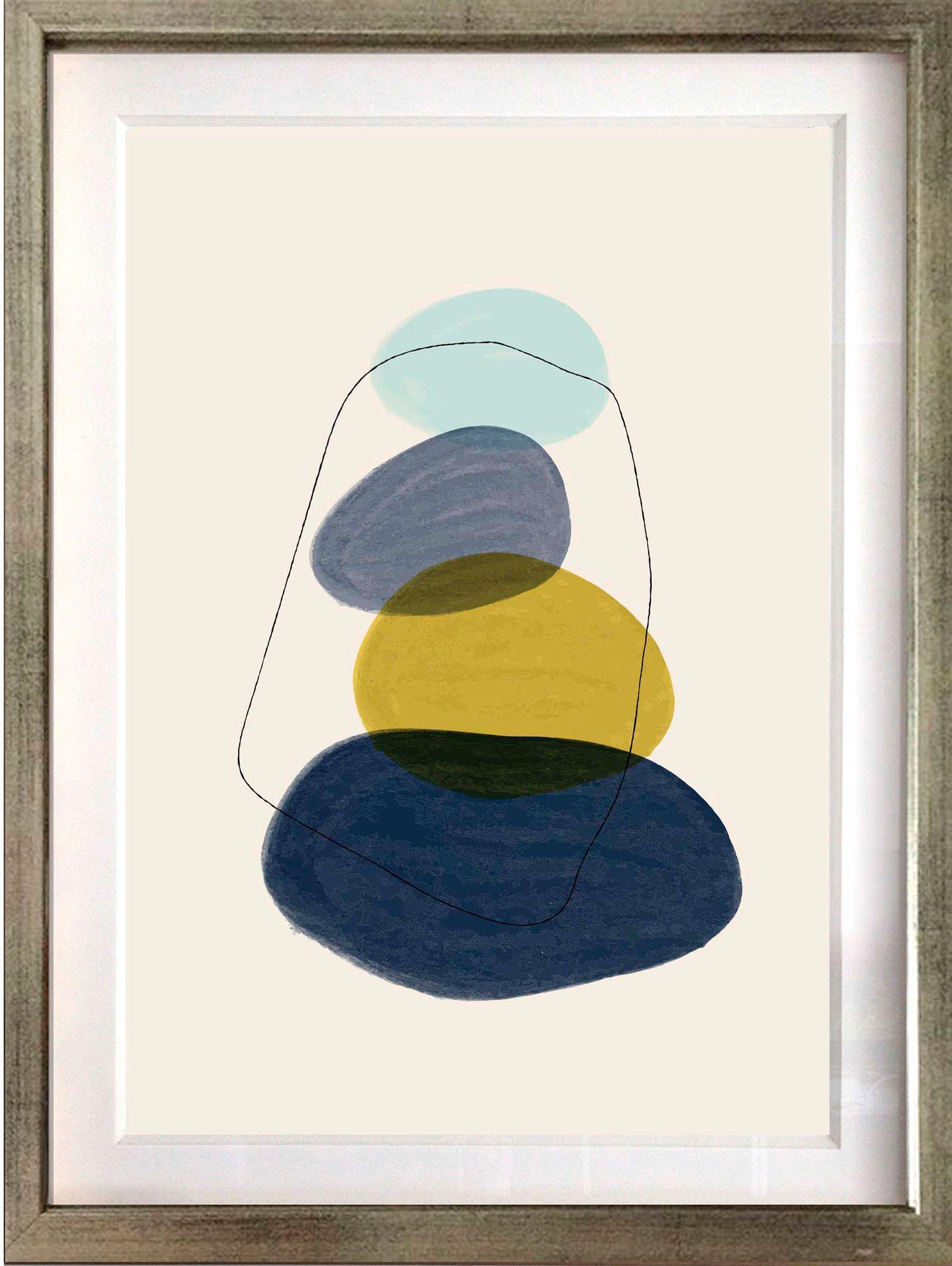 Set 4 Cuadros Mid Century 40X50 Marco Plateado-4