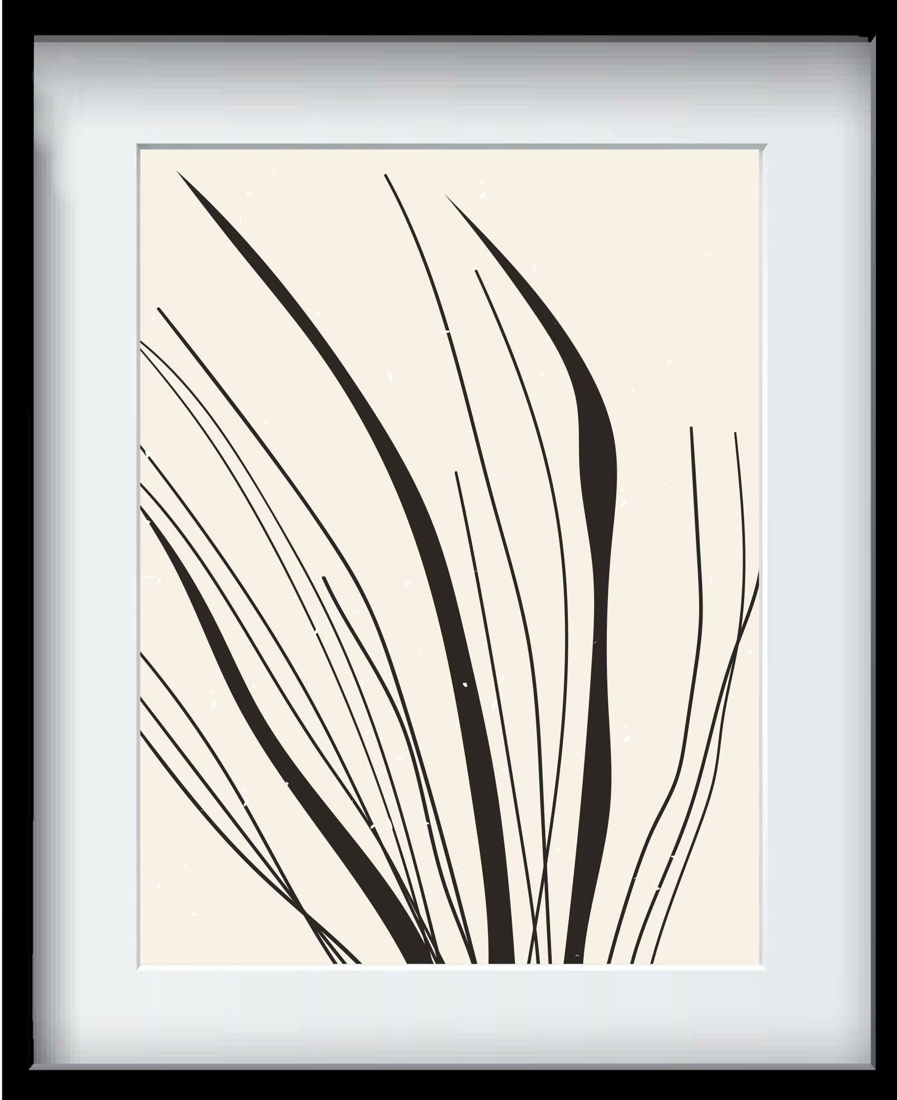 Set 3 Cuadros Xilografías Minimal 40x50 Marco Negro-3