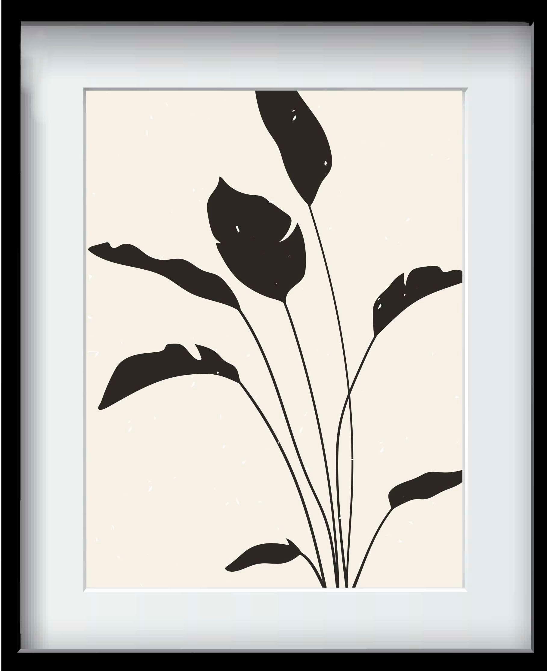 Set 3 Cuadros Xilografías Minimal 40x50 Marco Negro-2