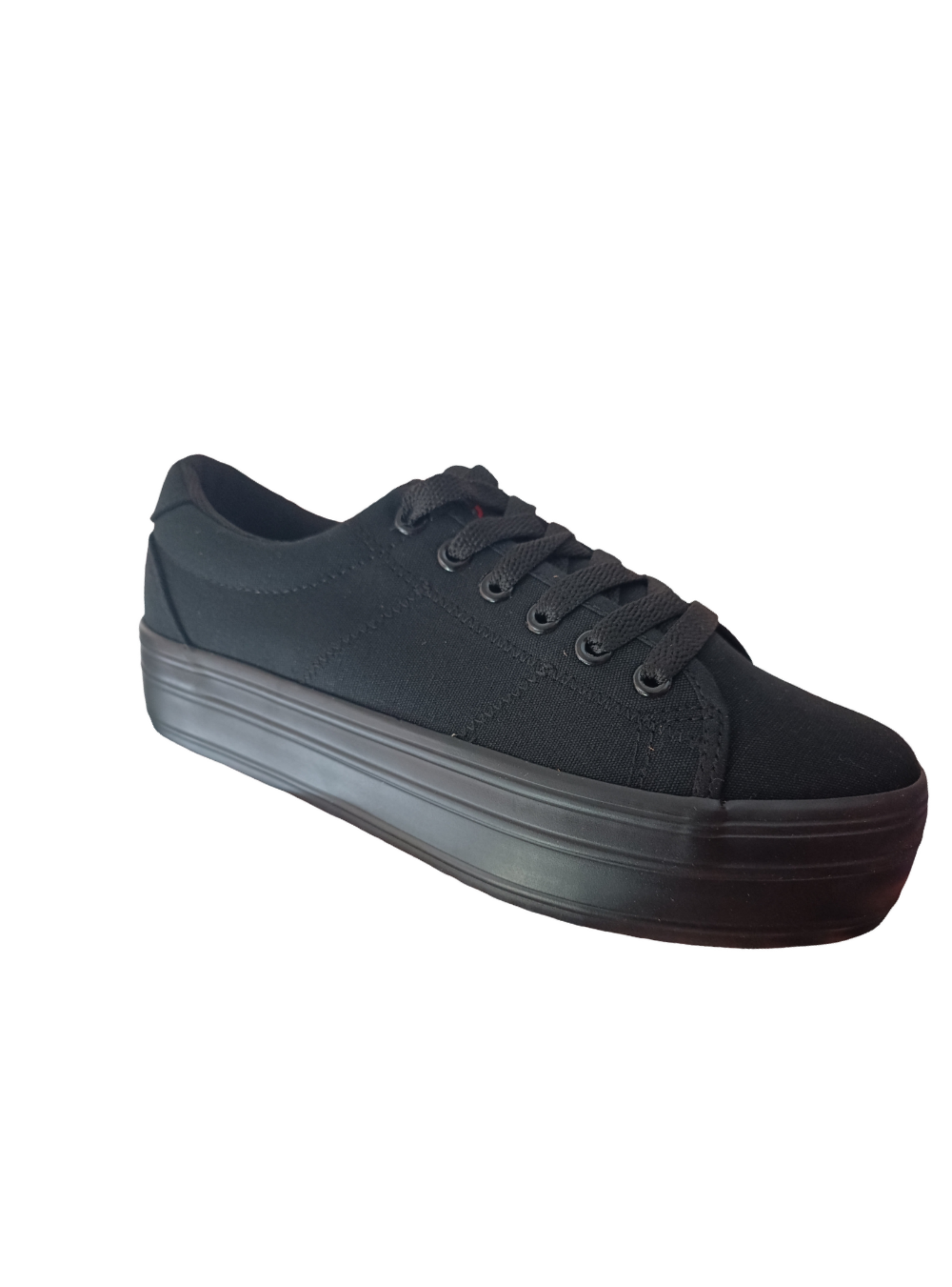 Zapatilla de Lona Mujer Negro Plataforma-2