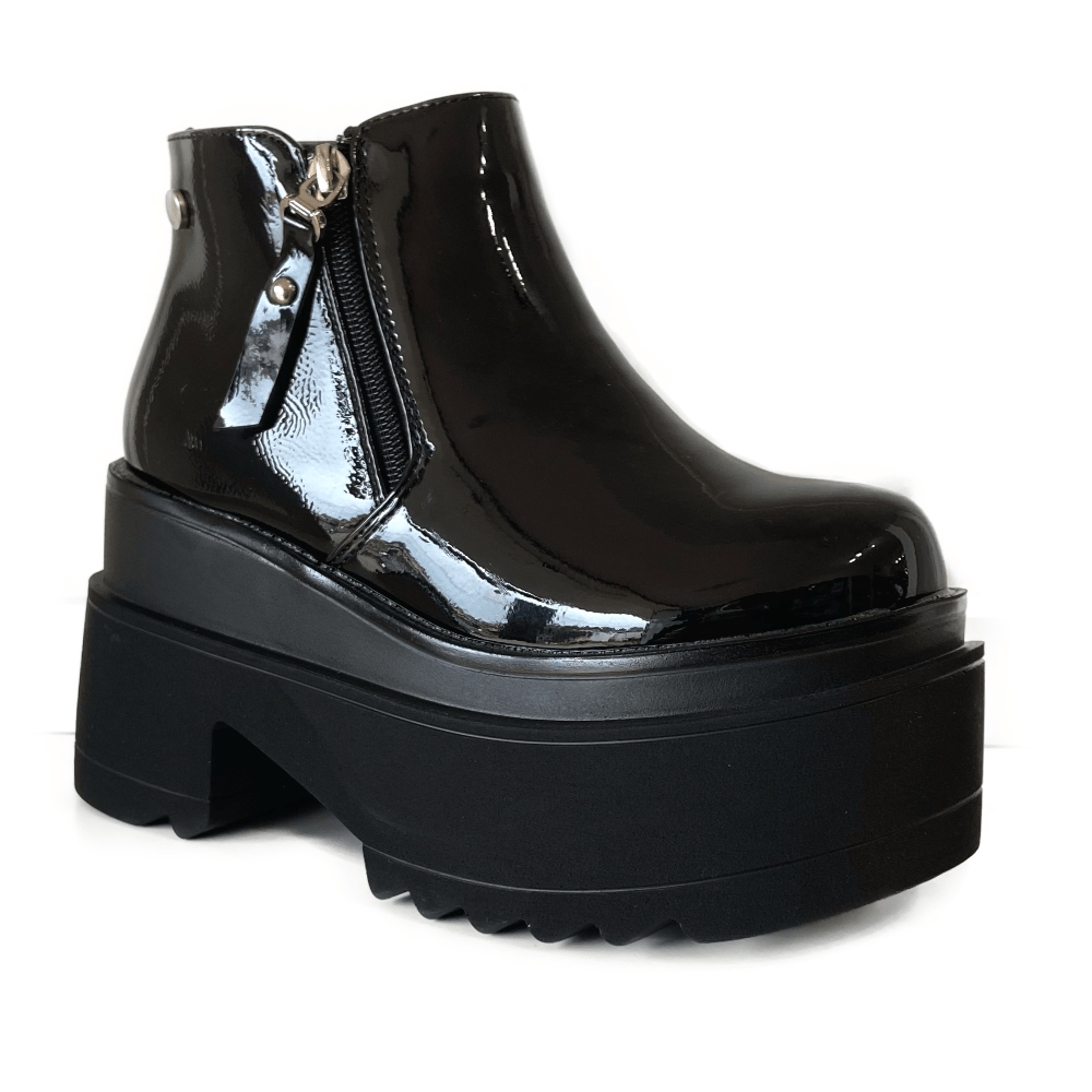 Botin Plataforma Negro Charol-0
