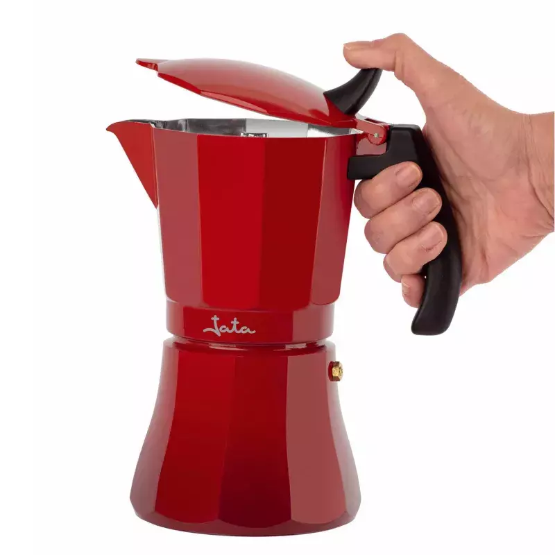 Cafetera Italiana de Inducción Jata Vulcano Roja 6 Tazas  -2