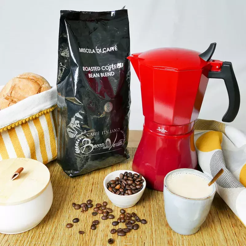Cafetera Italiana de Inducción Jata Vulcano Roja 6 Tazas  -3
