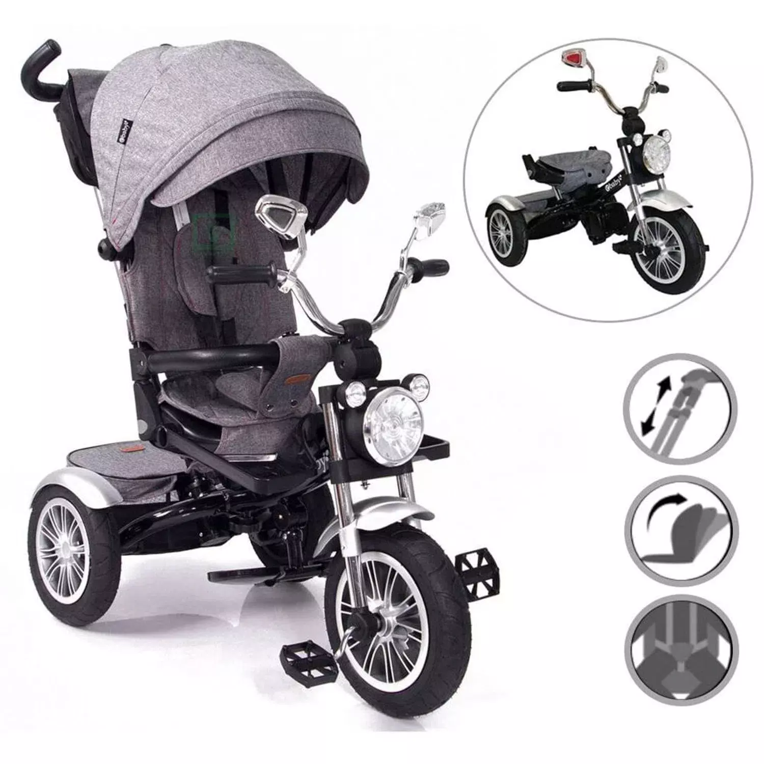 Triciclo multifuncional 360° voyage chopper blue -7