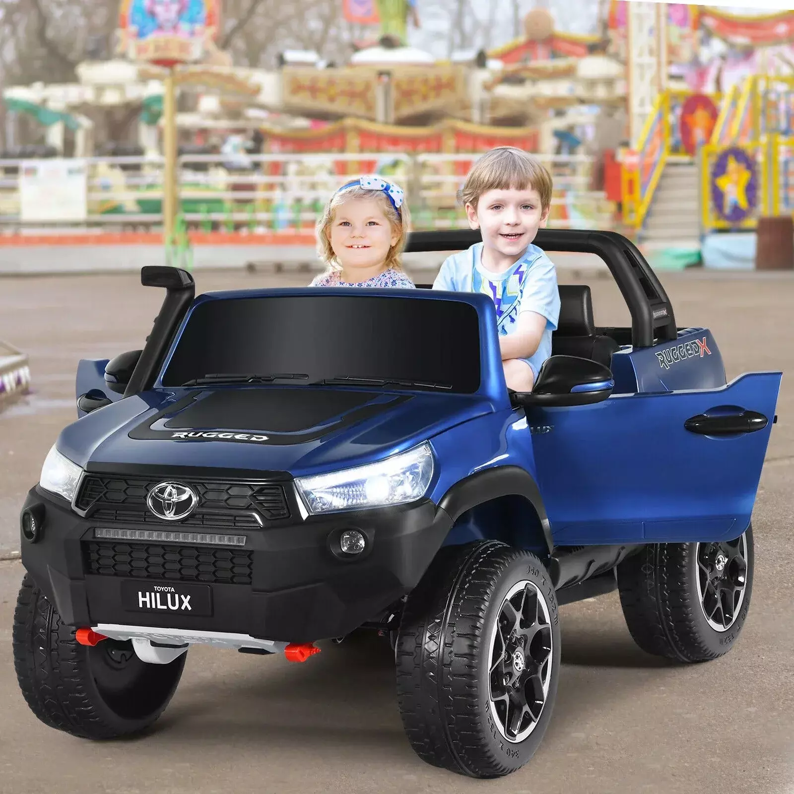 Auto Toyota Hilux Rugged X 12V Blue Pintura Real-2