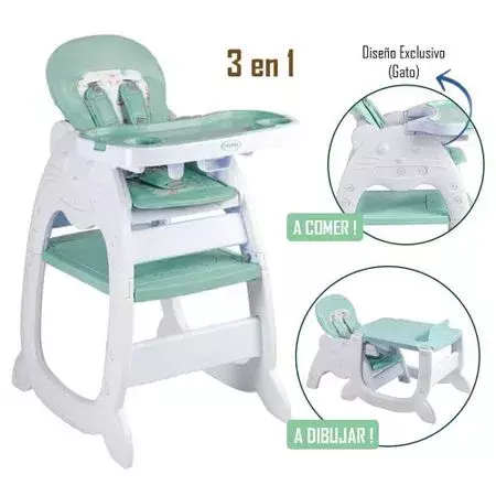 Silla de comer cat love voyage green-3