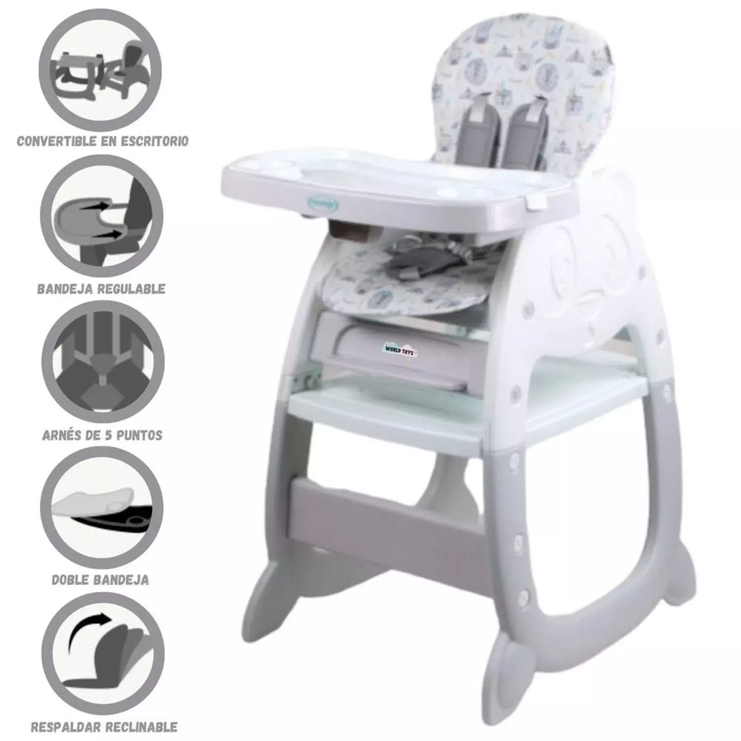 Silla de comer 3 en 1 voyage panda grey-0