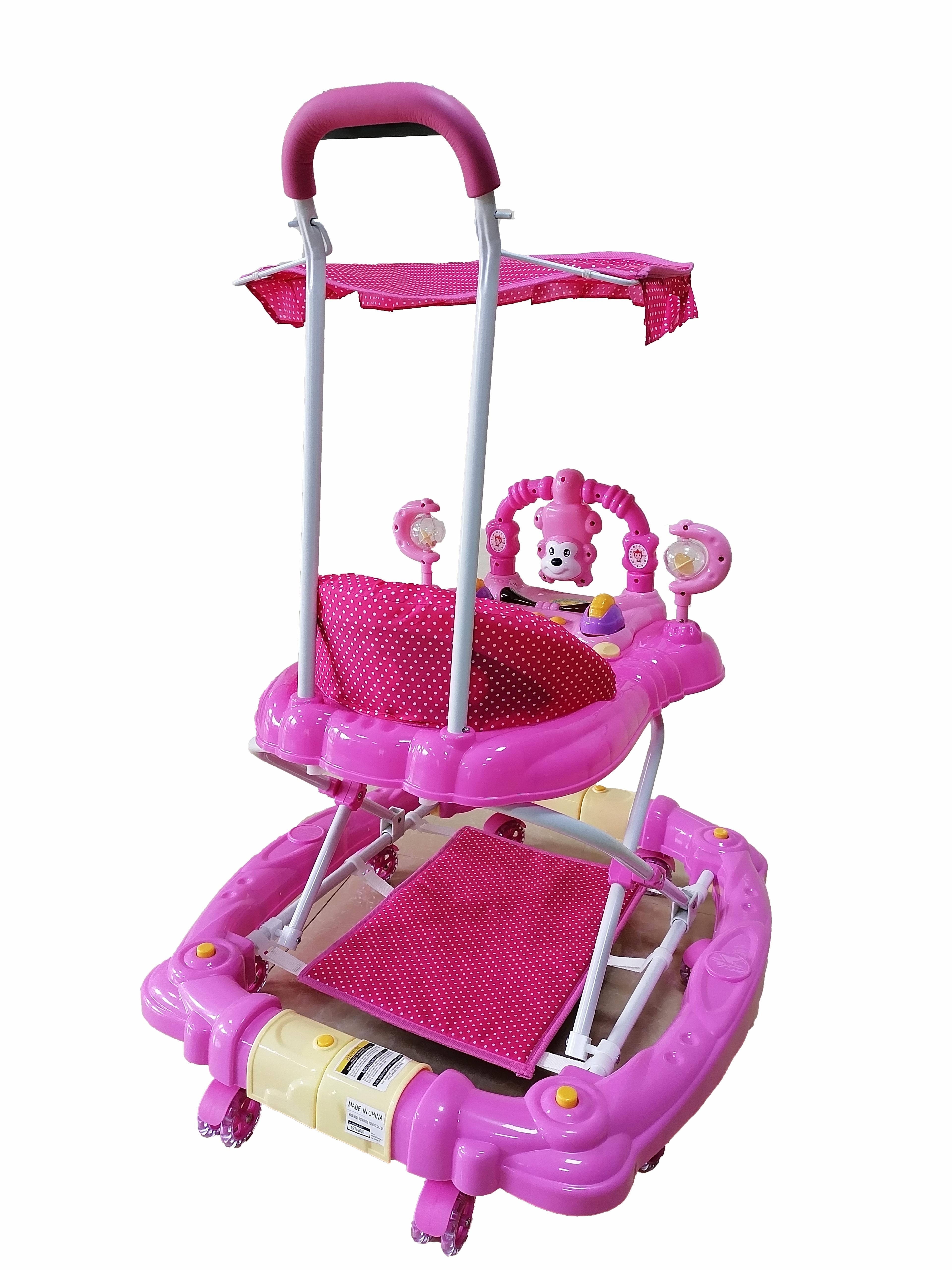 andador mecedor y centro de actividad  monkey pink -2