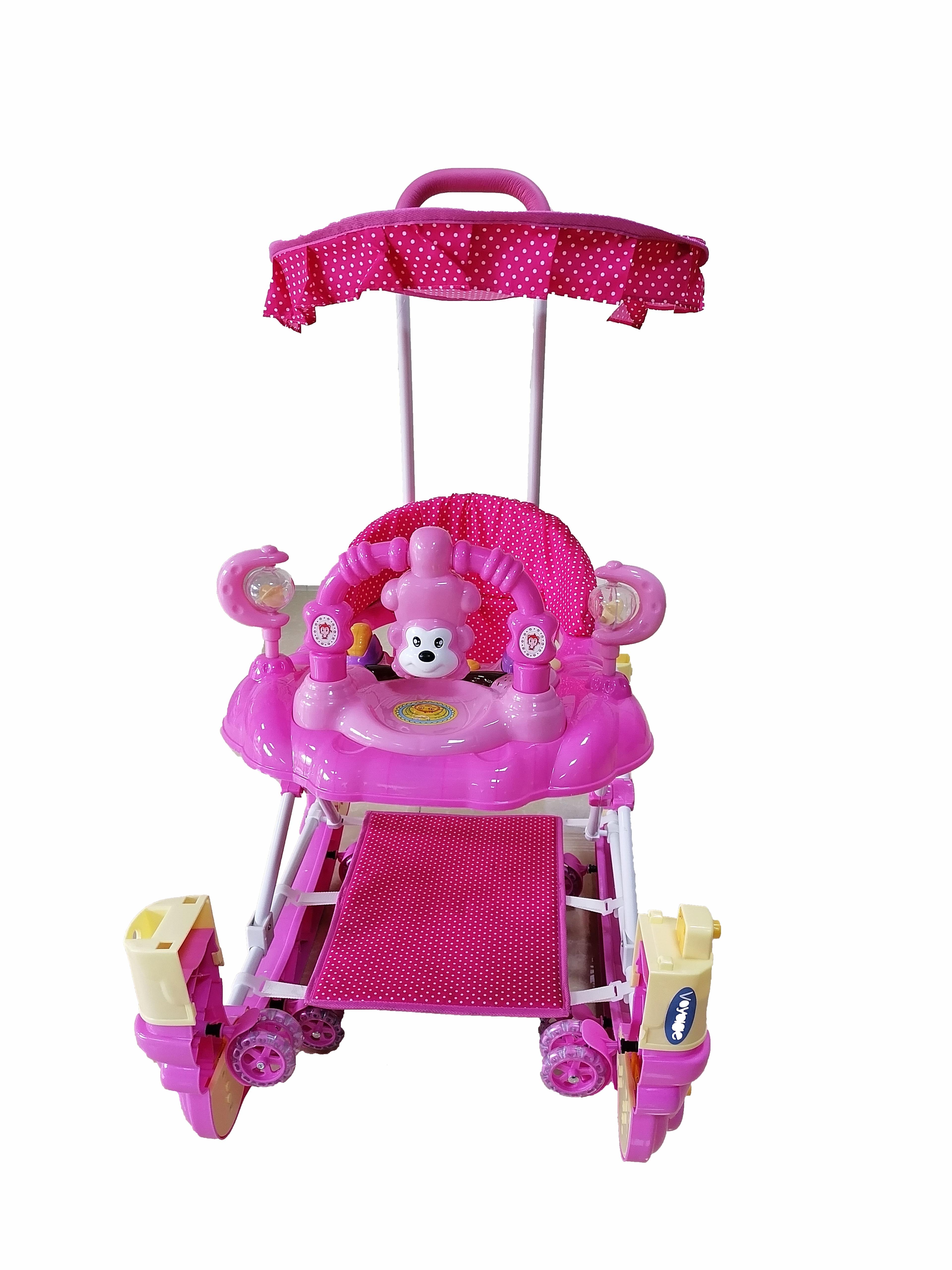 andador mecedor y centro de actividad  monkey pink -1