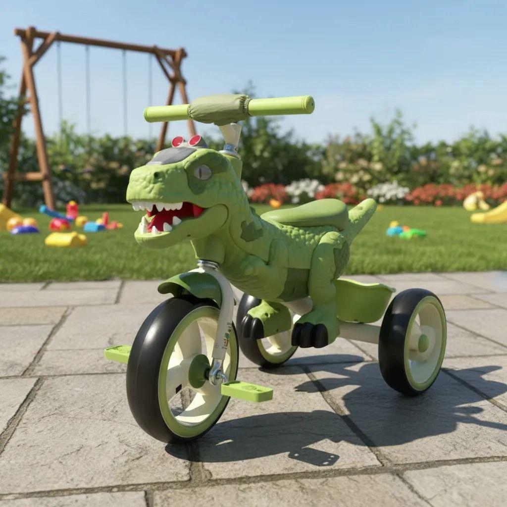 Triciclo Infantil Dino Rex Con Luz y Bluetooth Green-2
