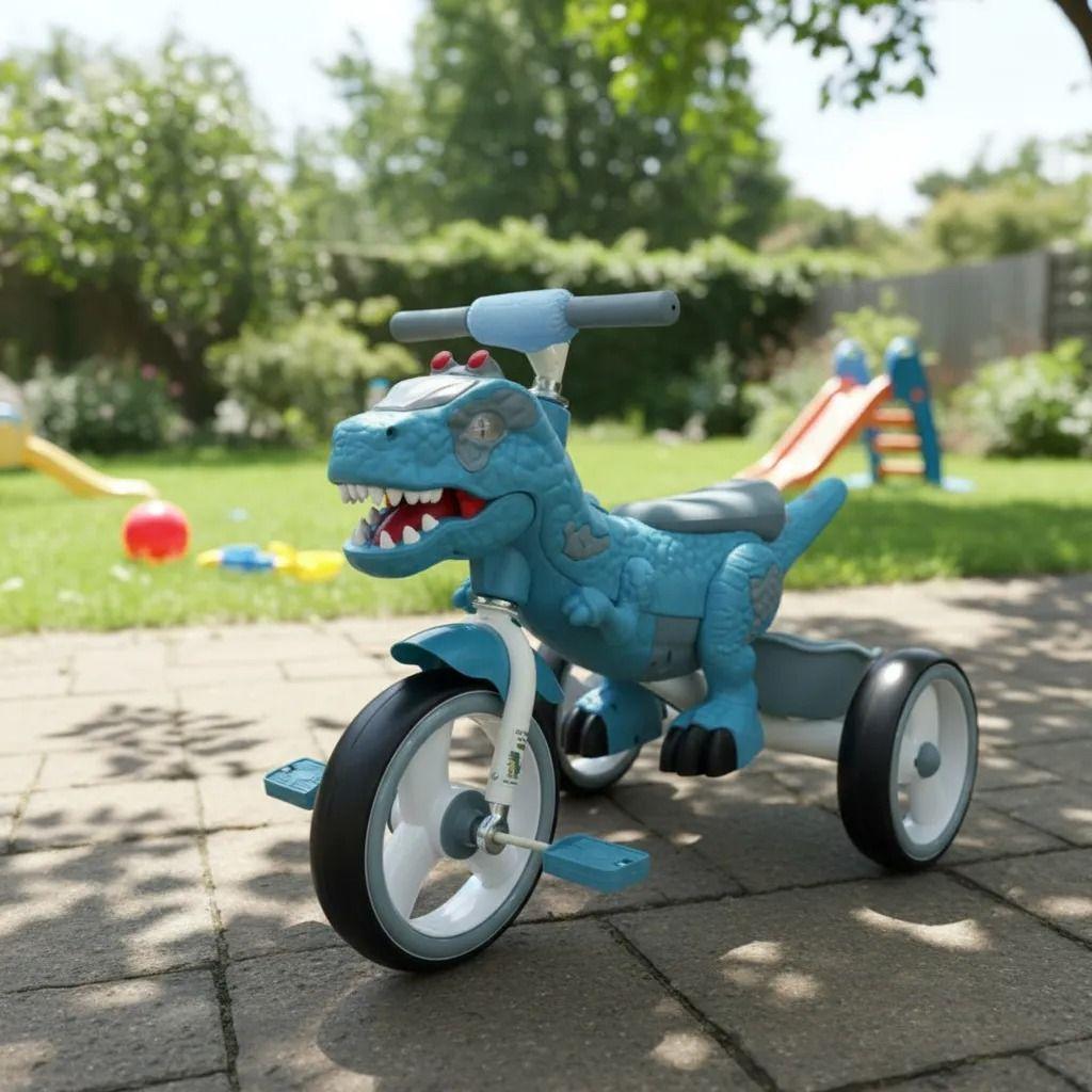 Triciclo Infantil Dino Rex Con Luz y Bluetooth Blue-3