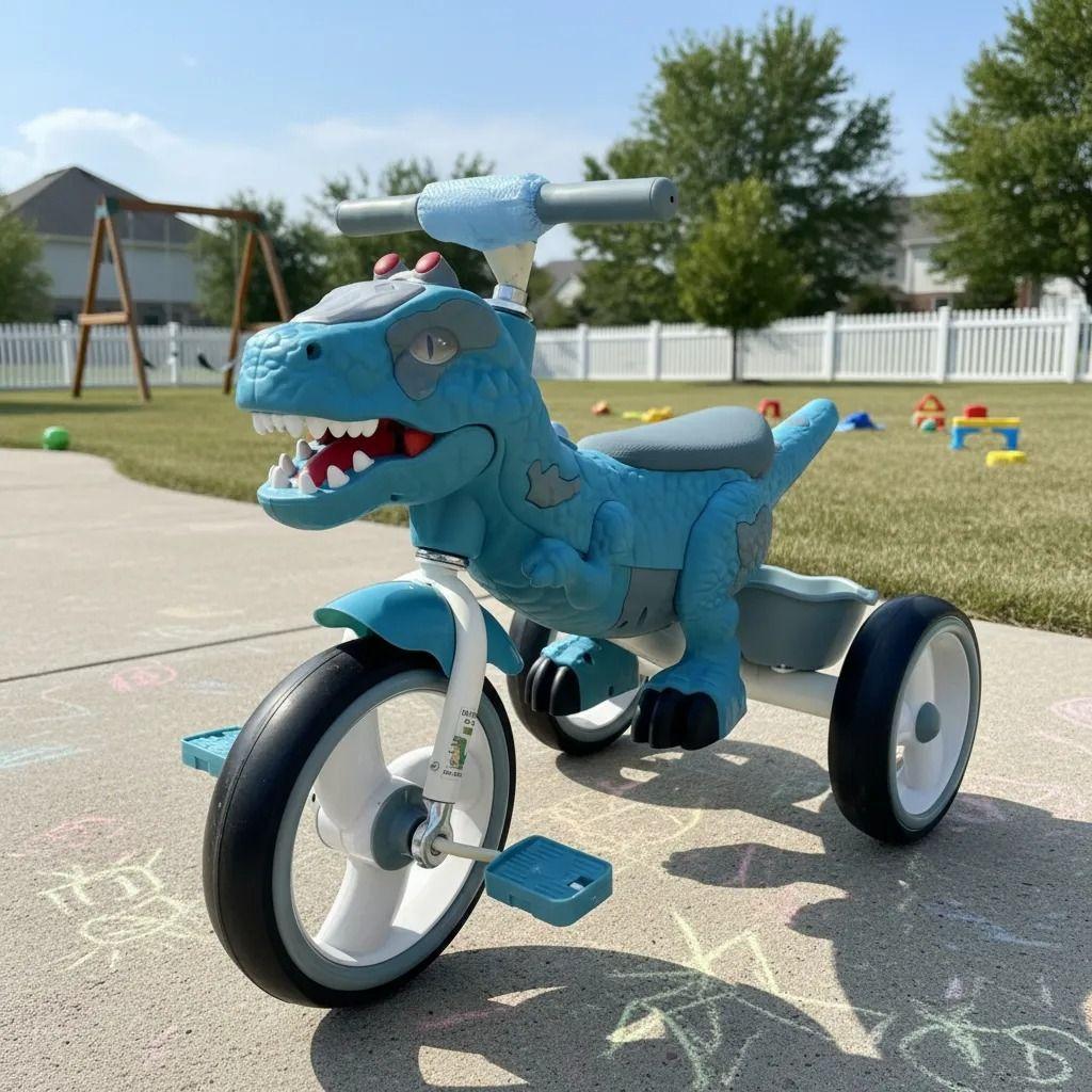 Triciclo Infantil Dino Rex Con Luz y Bluetooth Blue-4