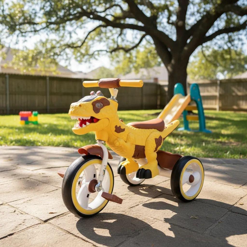Triciclo Infantil Dino Rex Con Luz y Bluetooth Yellow-2