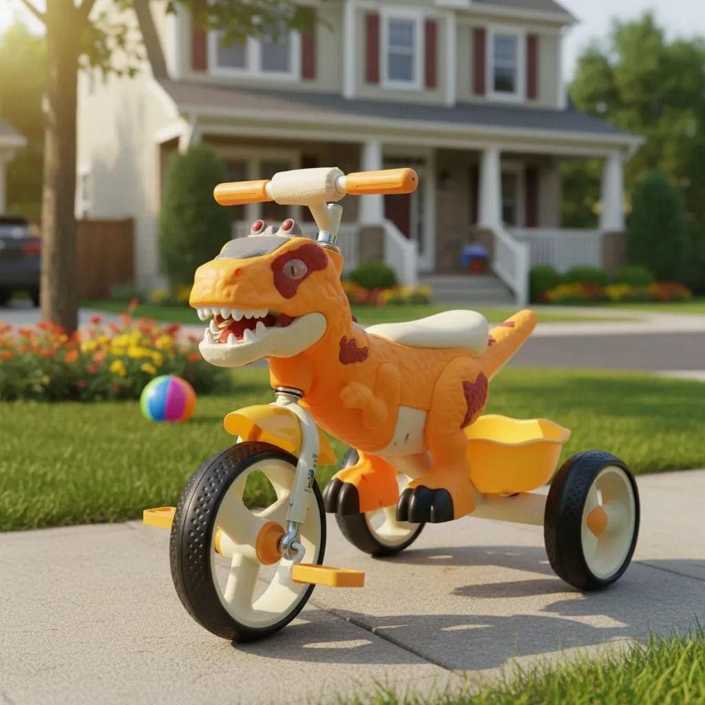 Triciclo Infantil Dino Rex Con Luz y Bluetooth Yellow-4