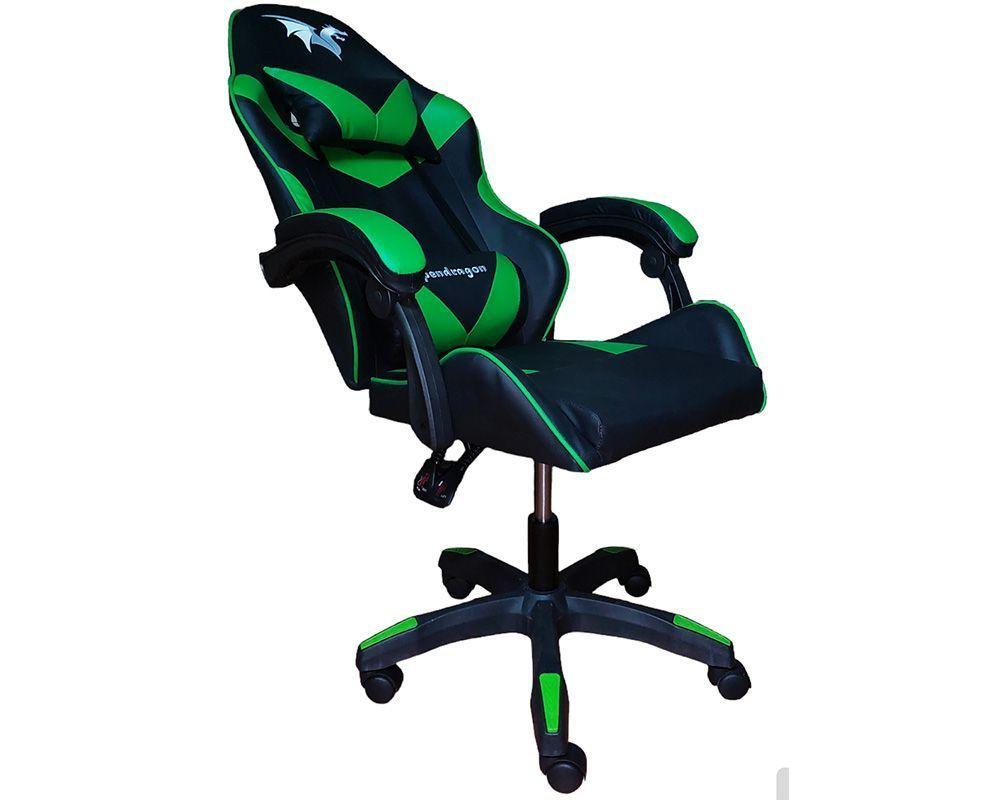 SILLA GAMER PENDRAGON 0214 VERDE RECLINABLE ALTURA REGULABLE  ERGONOMICA GIRATORIA-2