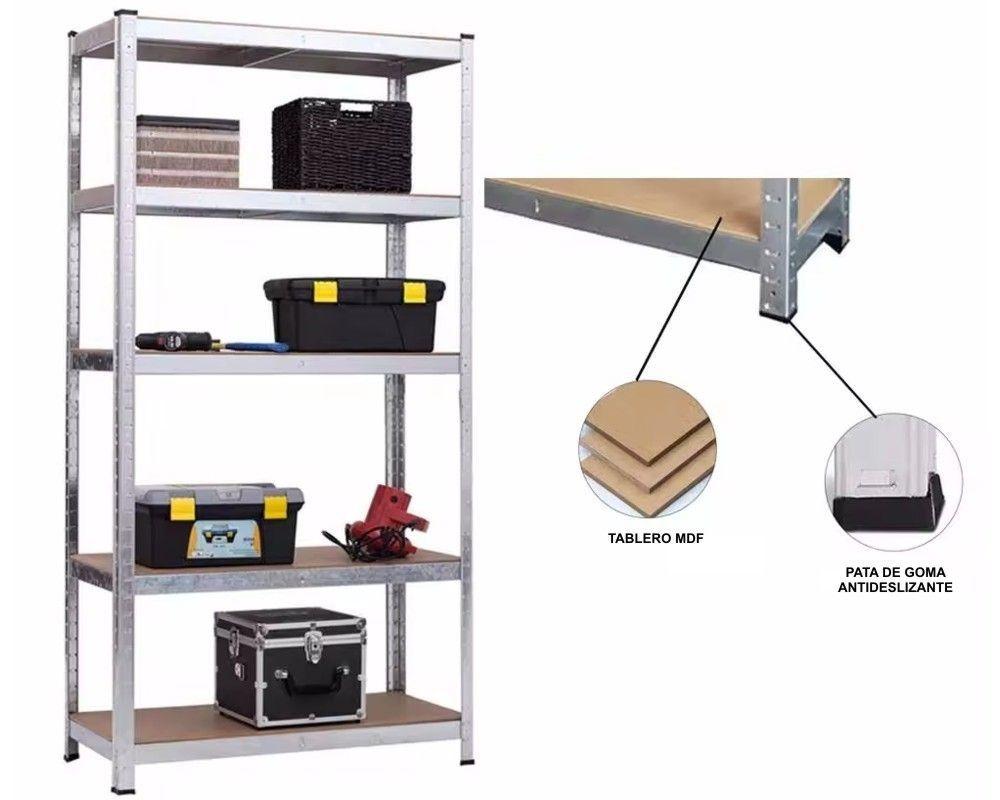 Estante Metalico Blanco 150X70X30cm 500Kg 5 repisas 100Kg por repisa-3