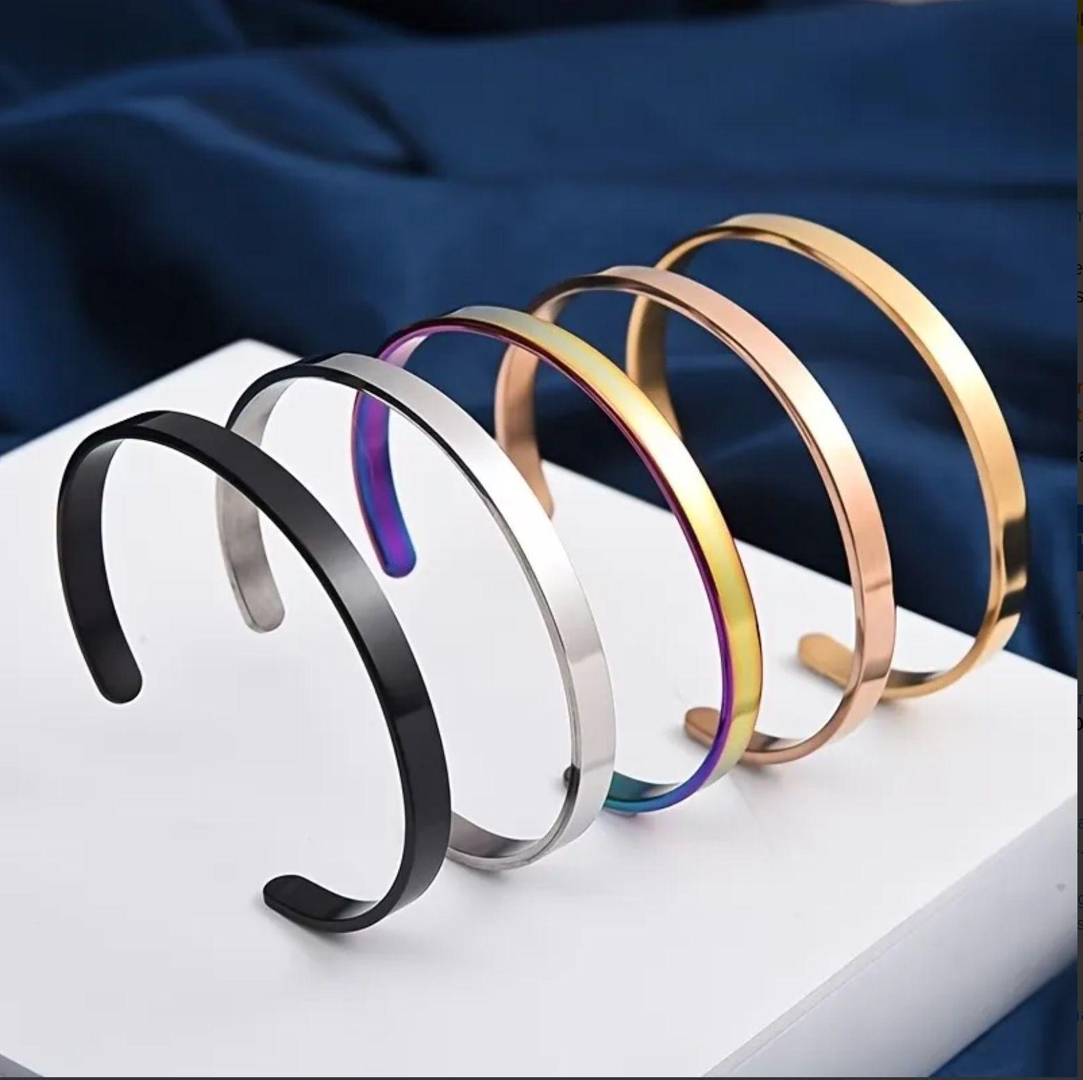Pulsera O Brazalete De Acero Inoxidable Unisex 4 Colores-3