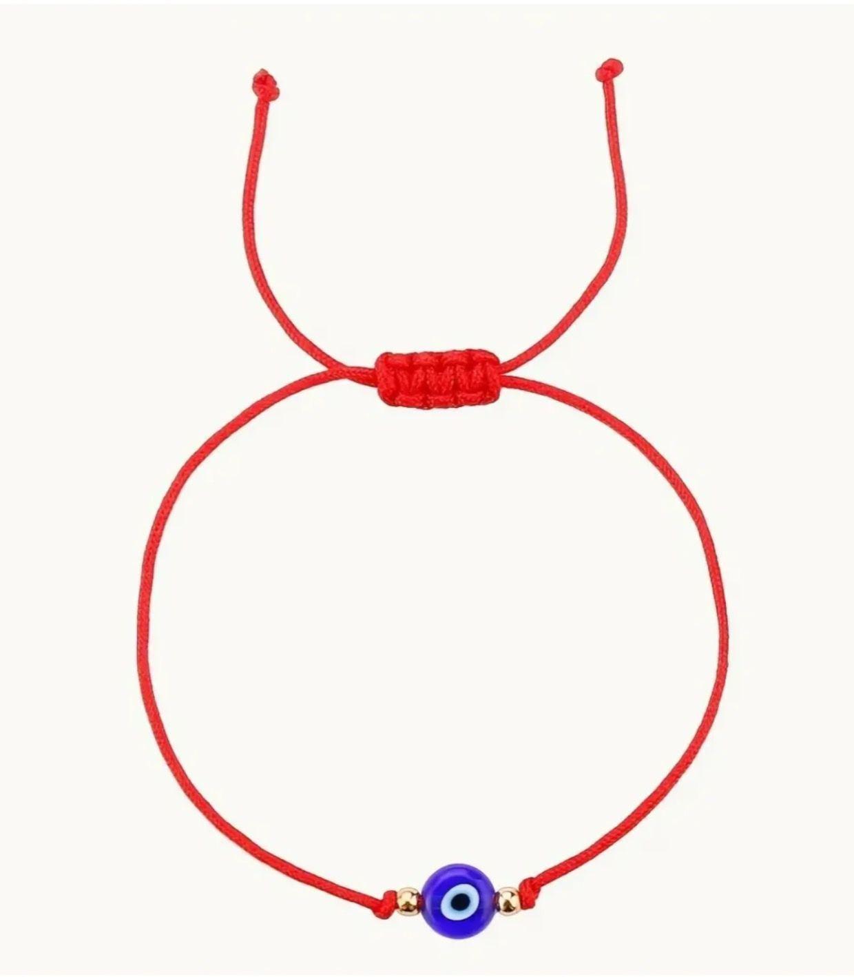 12 Pulseras Rojas De Proteccion Ajustable Con Ojo Turco-2