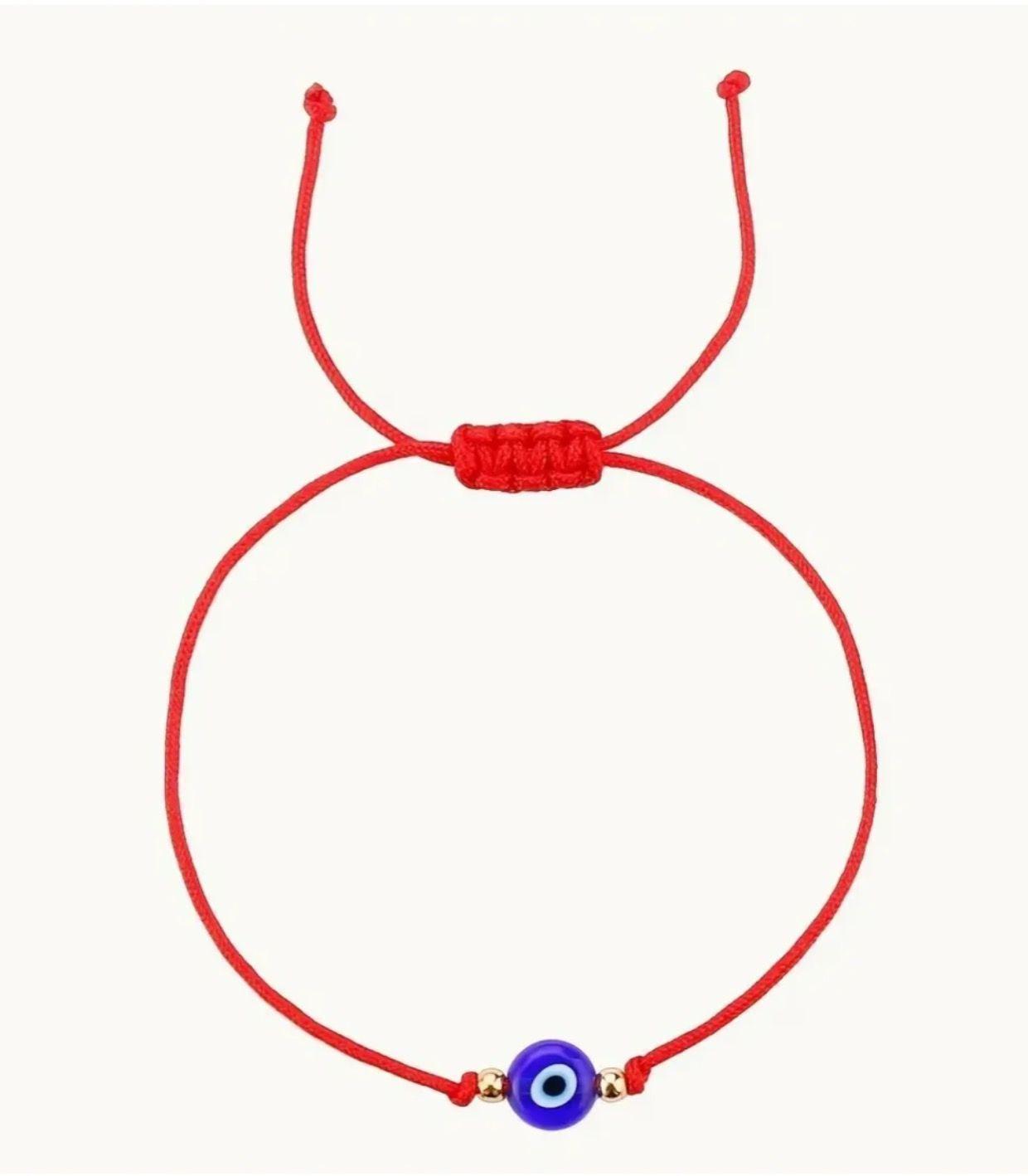12 Pulseras Rojas De Proteccion Ajustable Con Ojo Turco-2