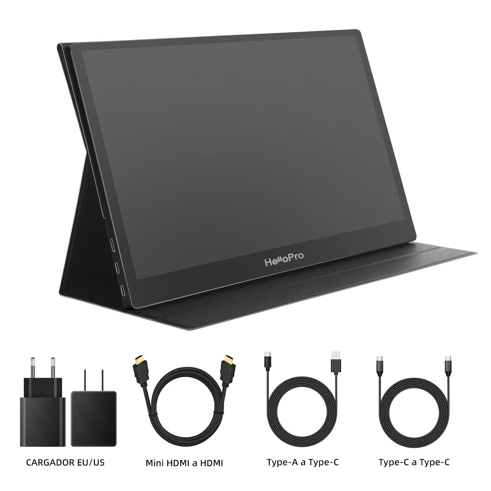 Monitor portatil 15.6" FHD, IPS + funda con soporte/ Hello M1-1