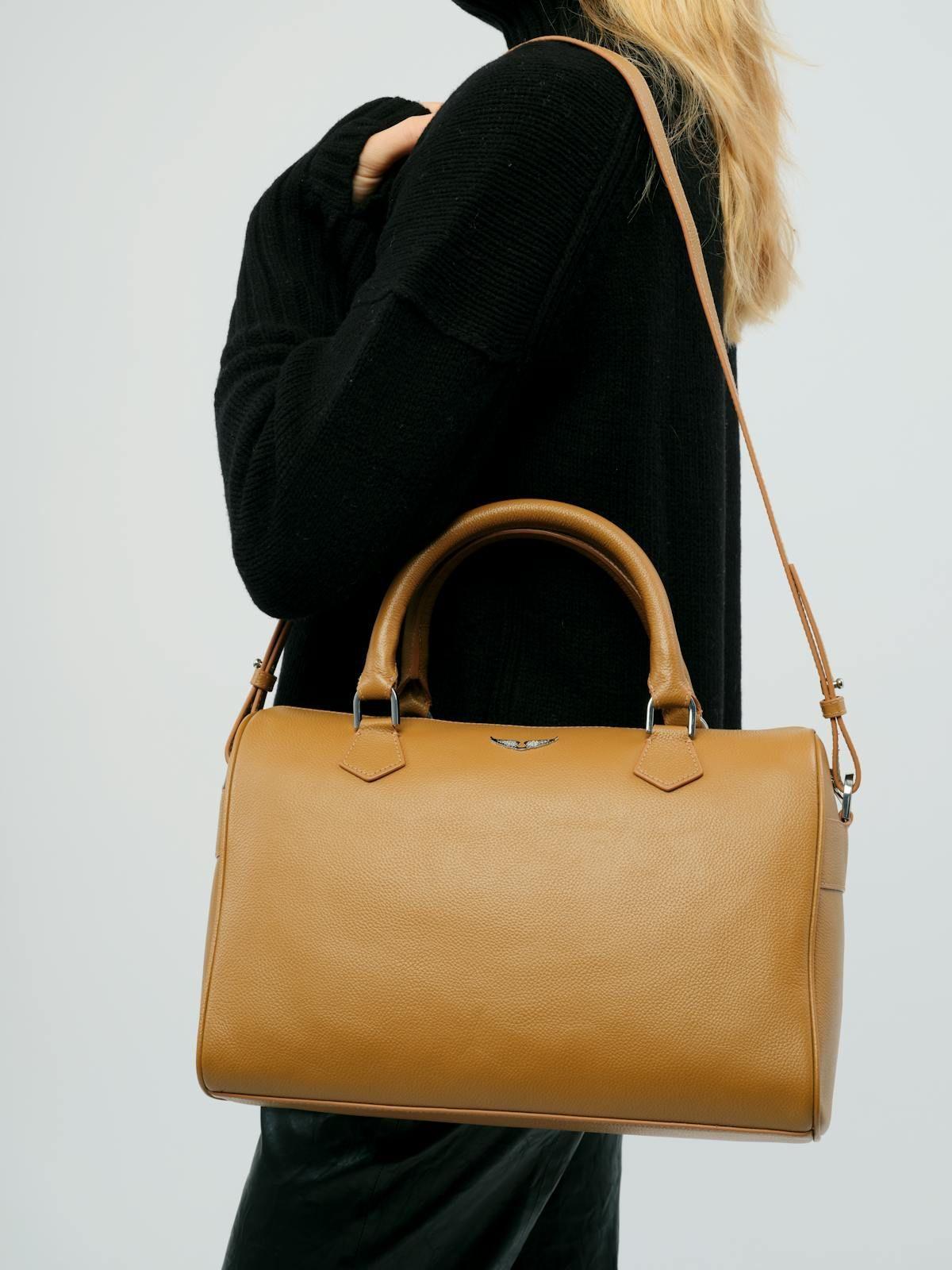 Cartera Zadig Voltaire Sunny Medium Wings de Cuero Color Camel-3
