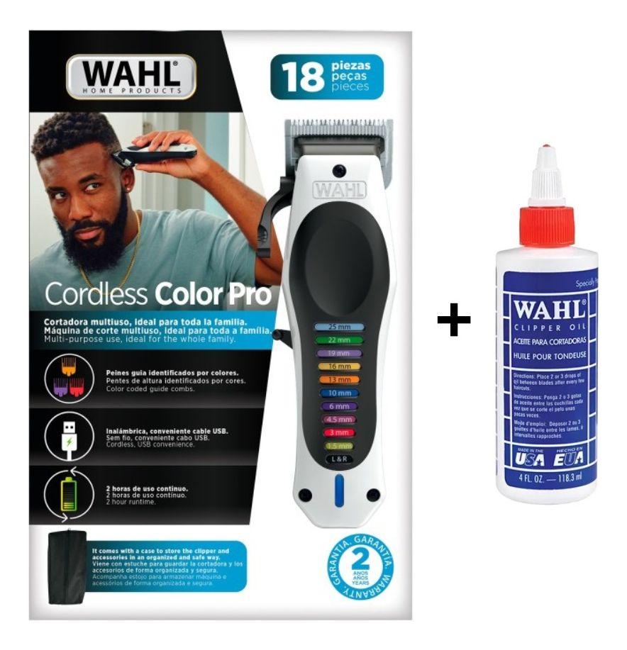 Cortadora de pelo inalámbrica Color Pro Wahl Home Kit 18 pzs + Aceite Lubricante Cuchillas-0