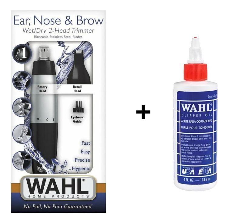 Recortadora 2 en 1 Nariz Orejas y Cejas Wahl Home + Aceite Lubricante Cuchillas-0