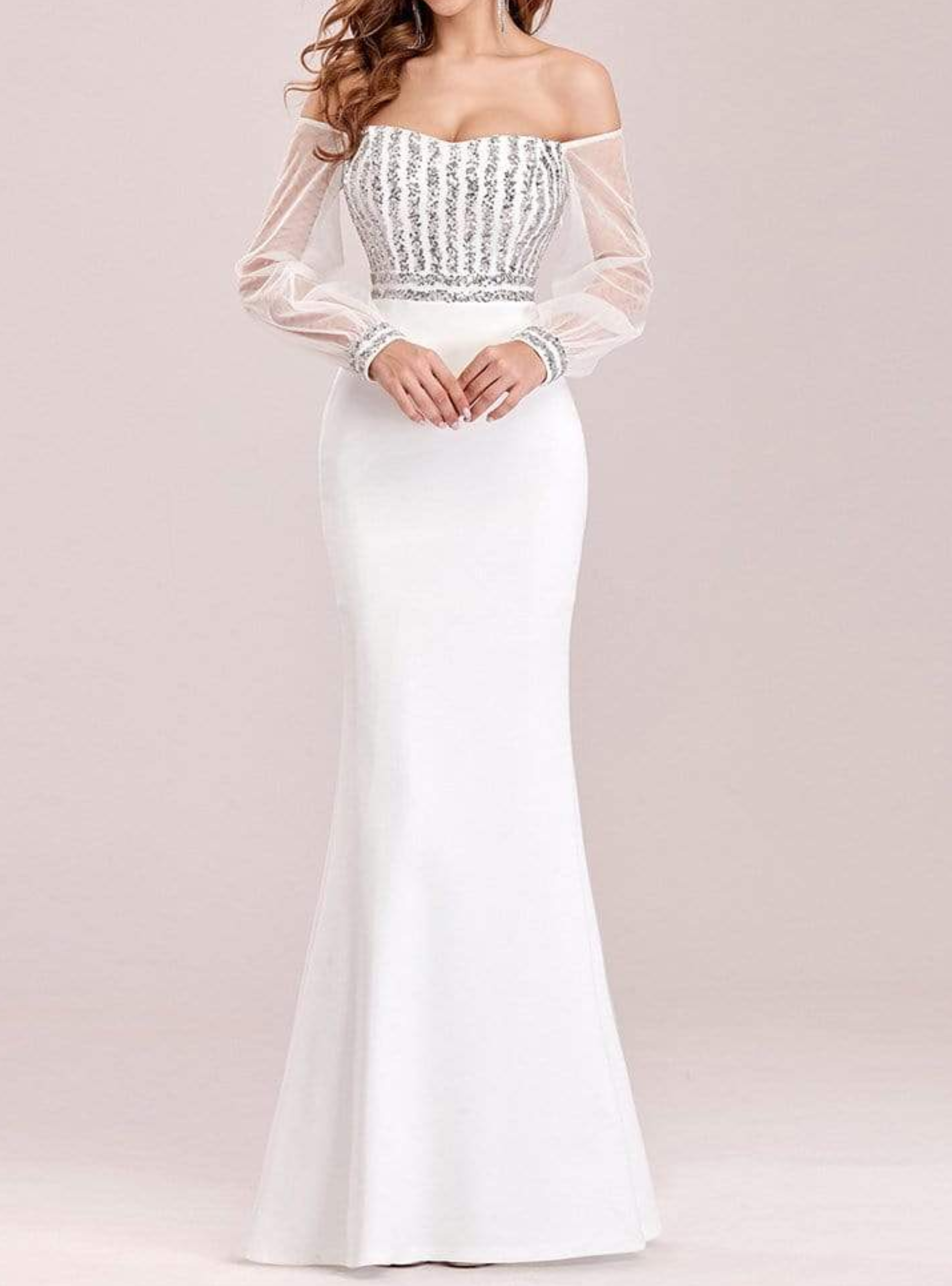 Vestido sirena con mangas M y L-0