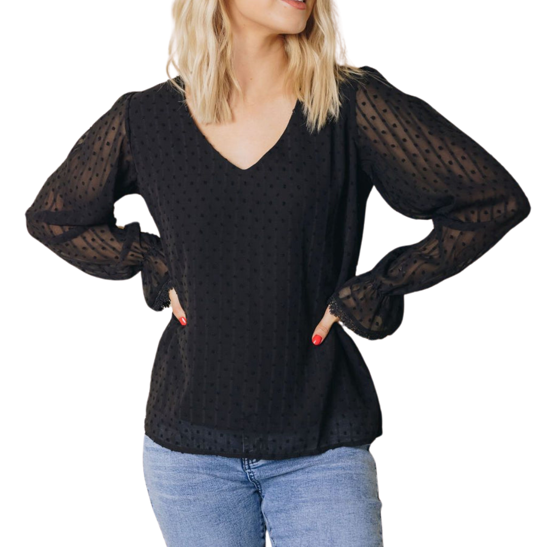 Blusa de gasa cuello V -0