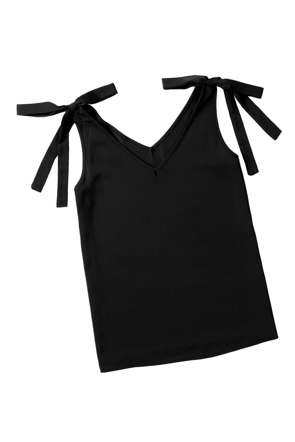 Top negro anudado escote V-2