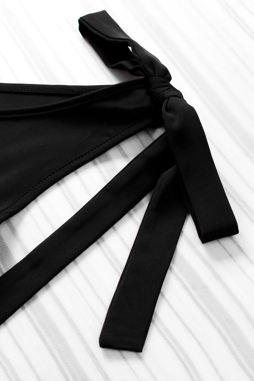 Top negro anudado escote V-4