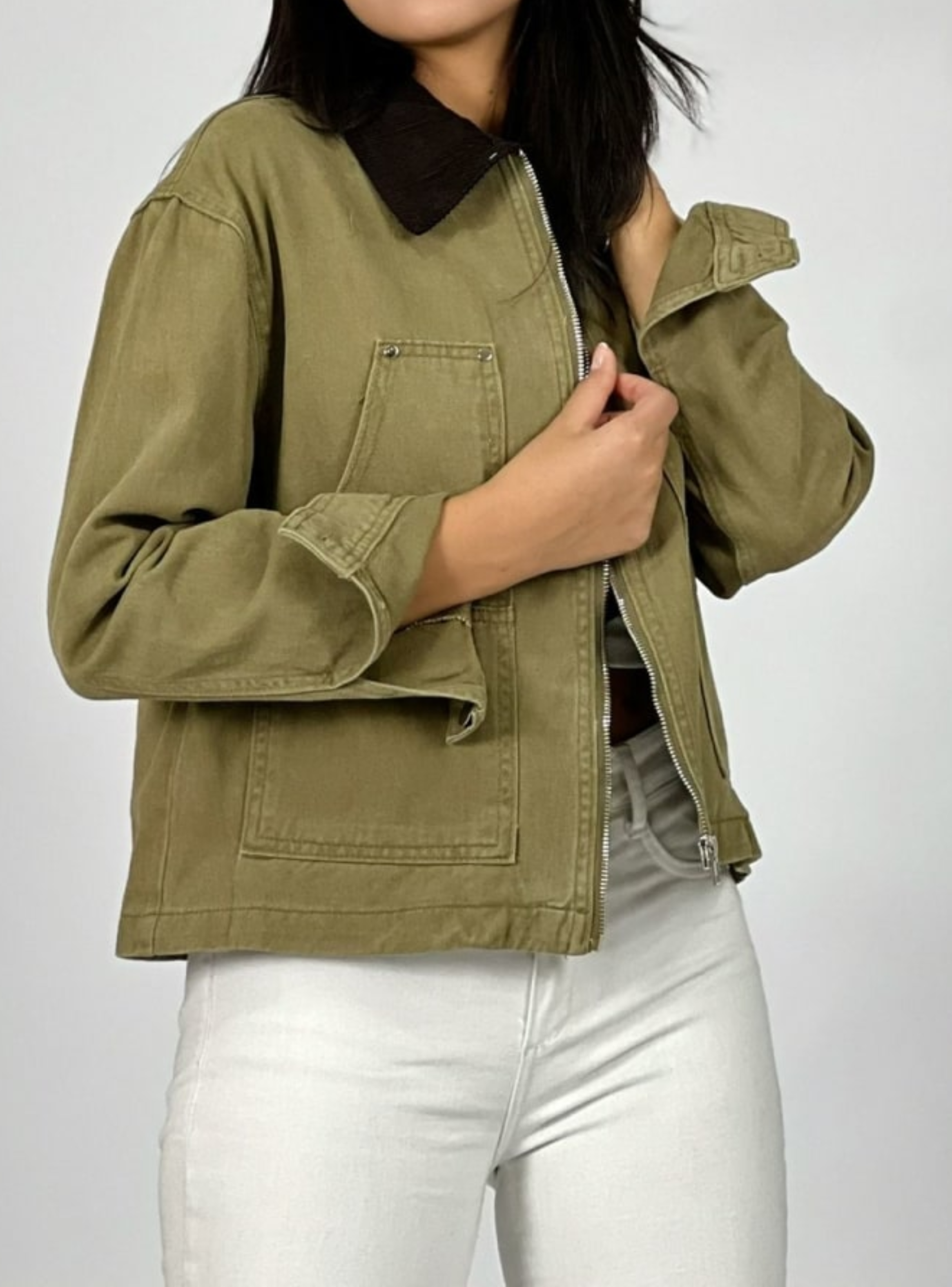 Chaqueta de mezclilla con cuello de cotelé-2