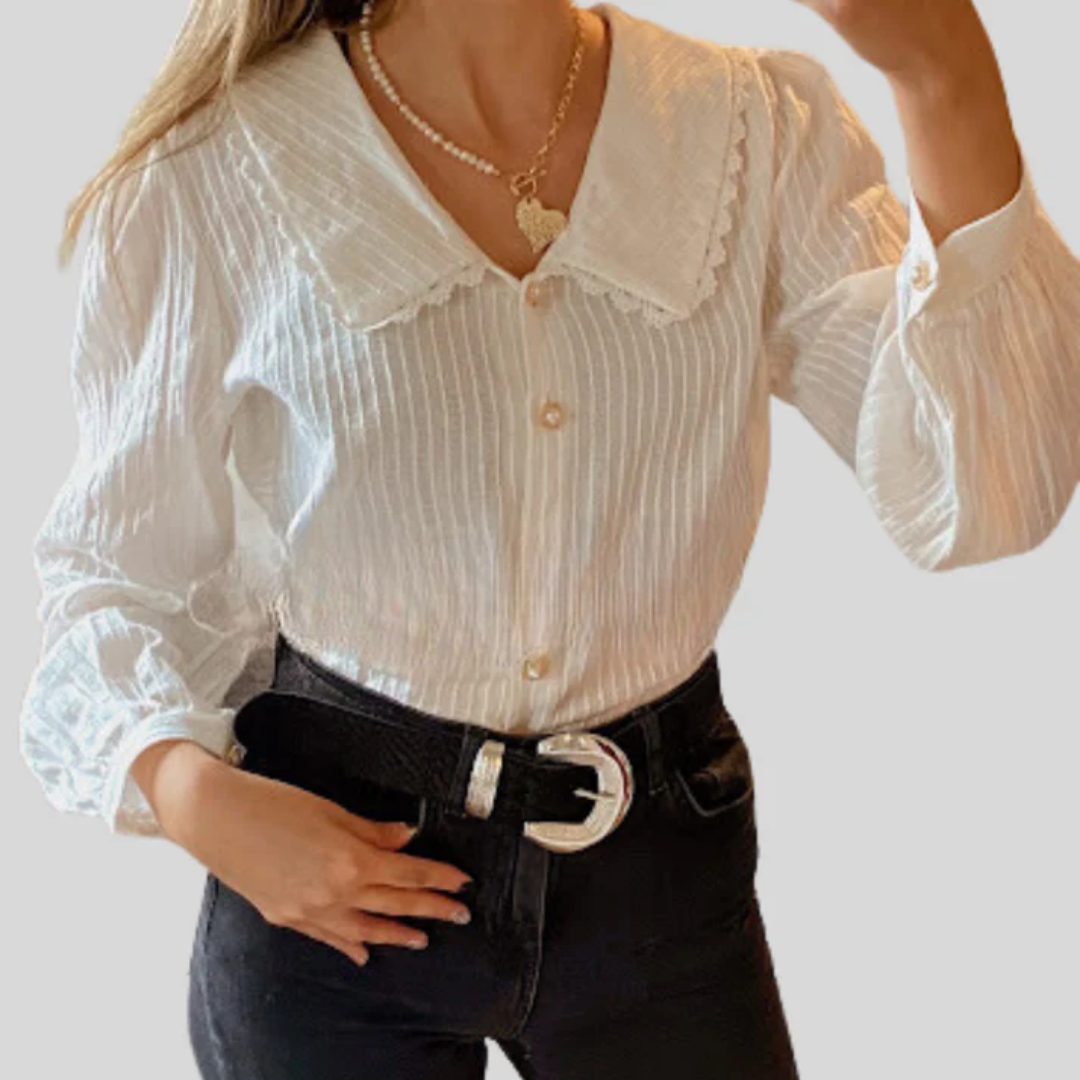 Blusa de algodón abotonada-0