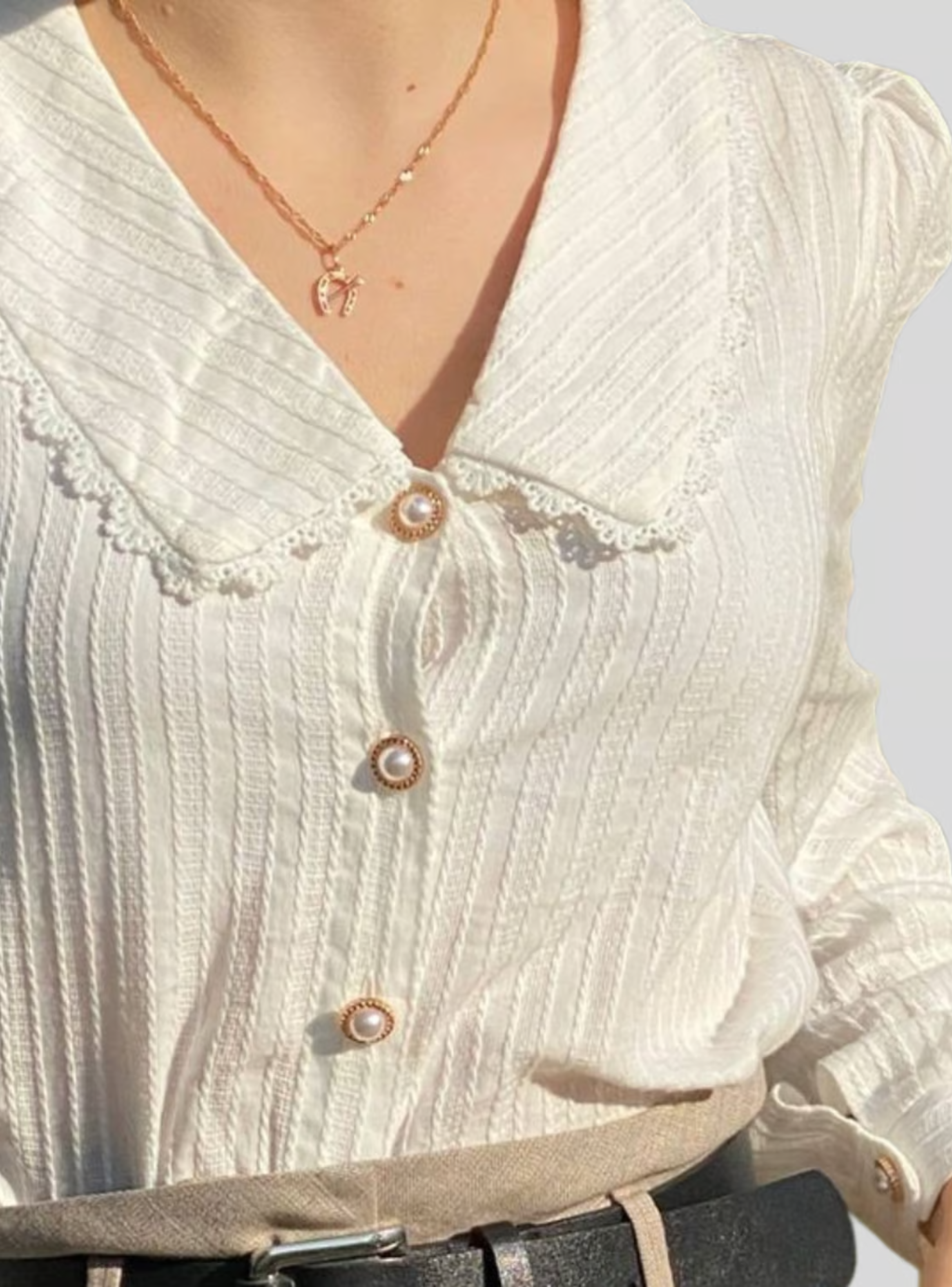 Blusa de algodón abotonada-2