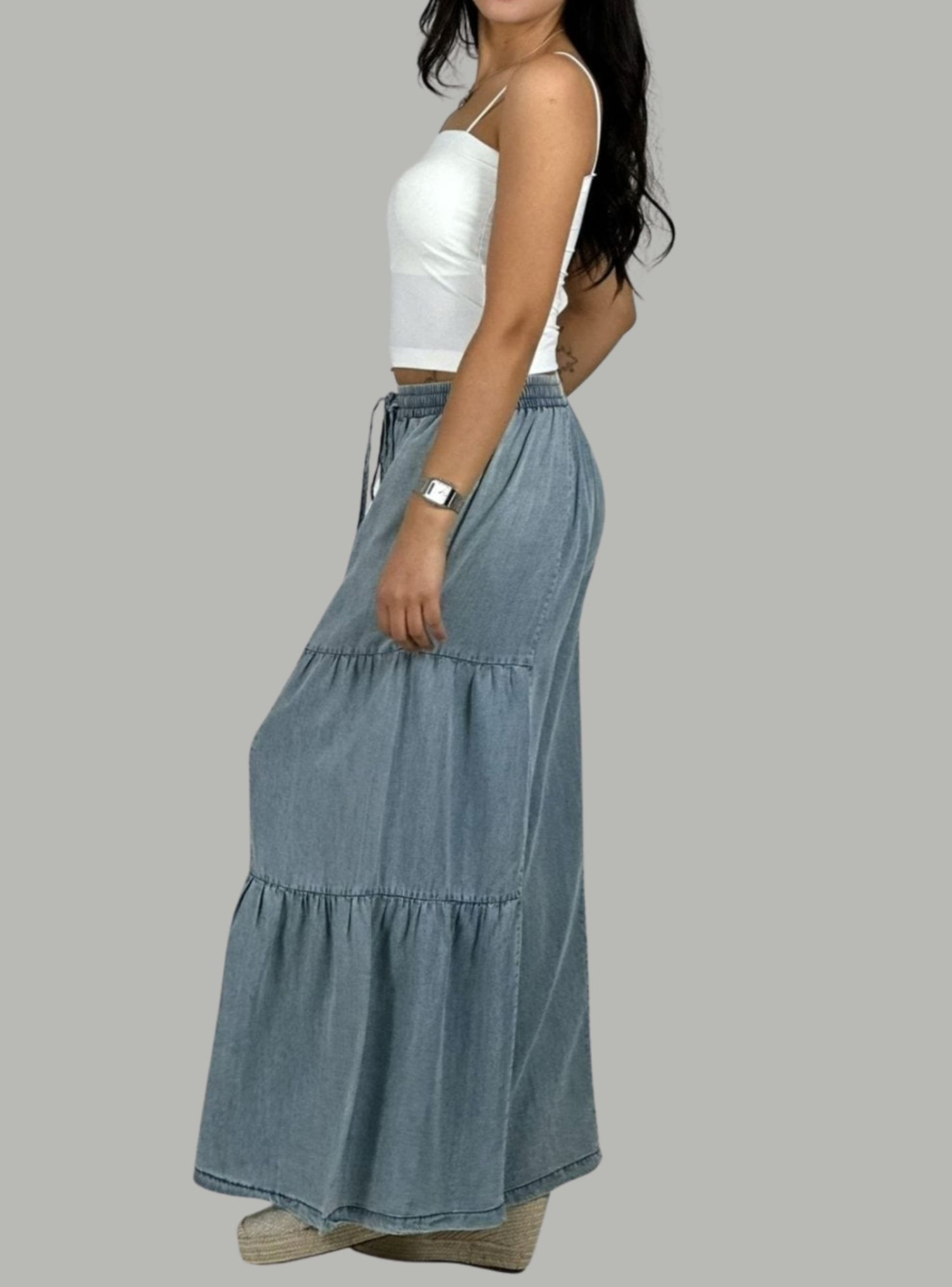 Palazzo de mezclilla con pretina elasticada-2