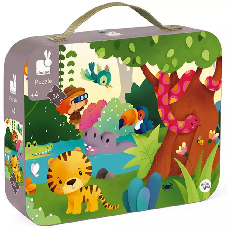 PUZZLE PANORÁMICO JUNGLA 36PZ EN MALETÍN JANOD-0