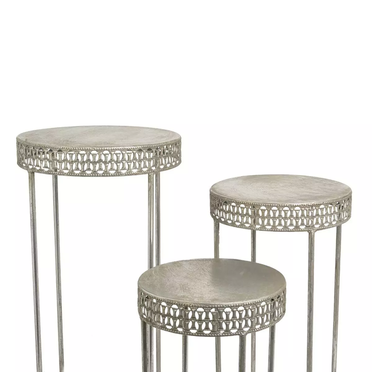 Set de 3 mesas metalicas para interior y exterior-1