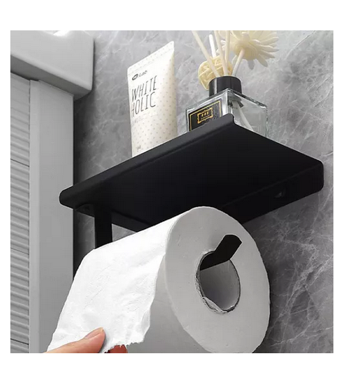 SOPORTE PAPEL HIGIÉNICO / PORTA ROLLO CONFORT + SOPORTE CELULAR - METAL-2