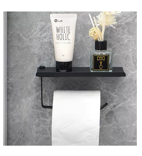 SOPORTE PAPEL HIGIÉNICO / PORTA ROLLO CONFORT + SOPORTE CELULAR - METAL-3