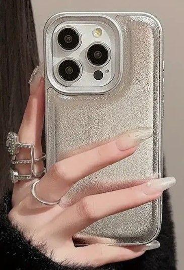 Carcasa Cuero Iphone 13 Pro Max - Plata-2