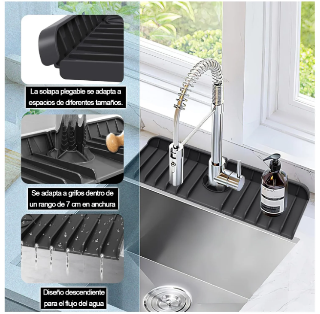PROTECTOR SILICONA ESCURRIDOR GRIFO LAVAPLATOS LOZA COCINA-3
