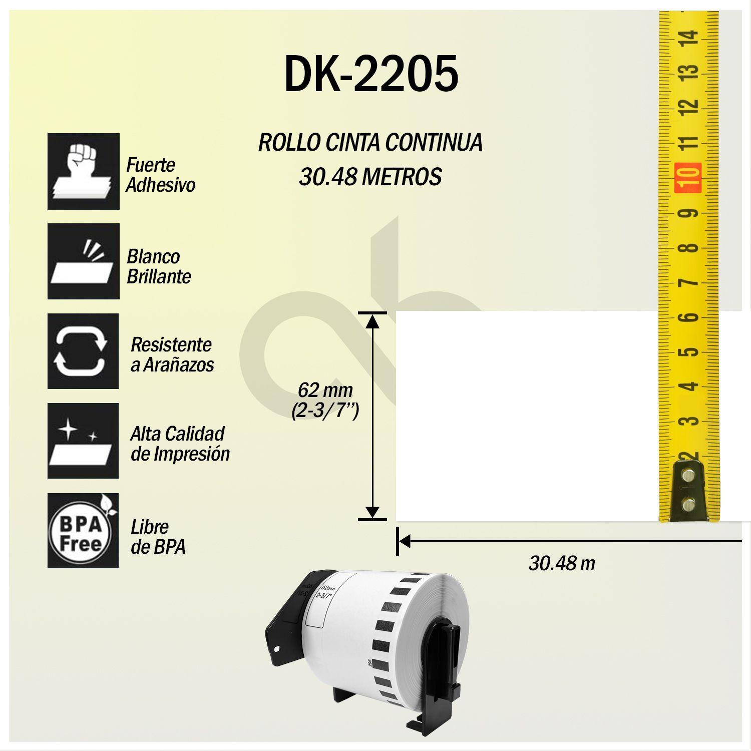 ROLLO CONTINUO DE ETIQUETAS C2B-DK-2205-1